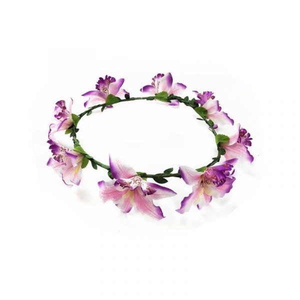 hand wrapped orchid halo crown