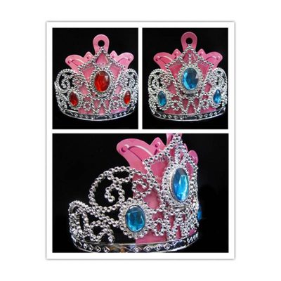 silver plated plastic tiara with colored jewels