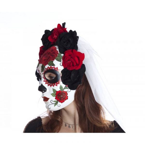 embroidered floral day of the dead mask