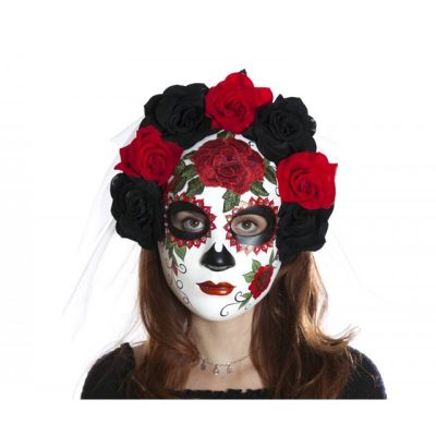 embroidered floral day of the dead mask