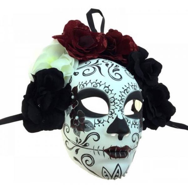deluxe trimmed day of the dead mask