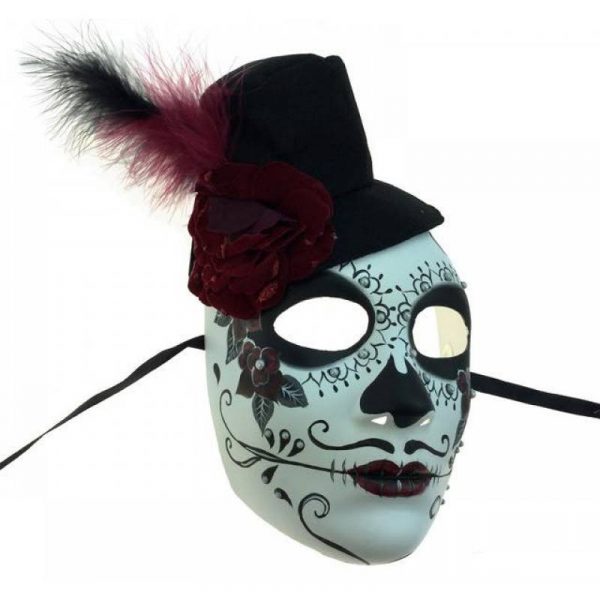 deluxe trimmed day of the dead mask