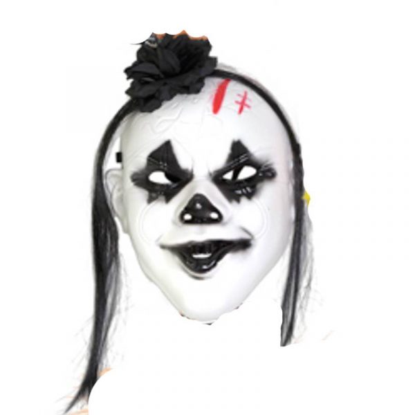 plastic scary clown mask w hair