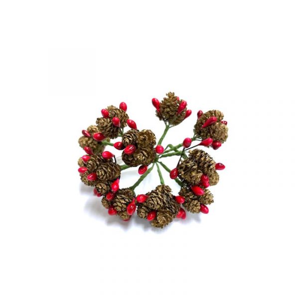 12" mini cone & red berry cluster