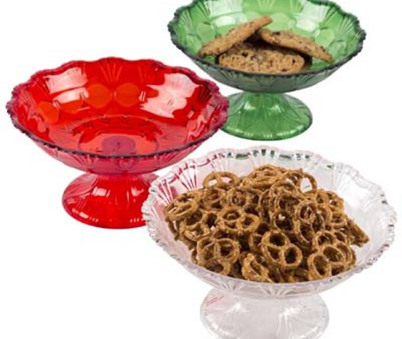 8.5″ Round Scalloped Plastic Pedestal Serving Dish