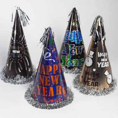 12" happy new year conical hat