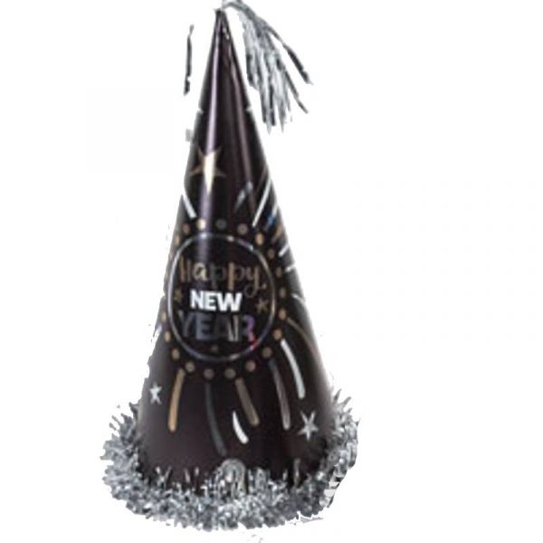 12" happy new year conical hat