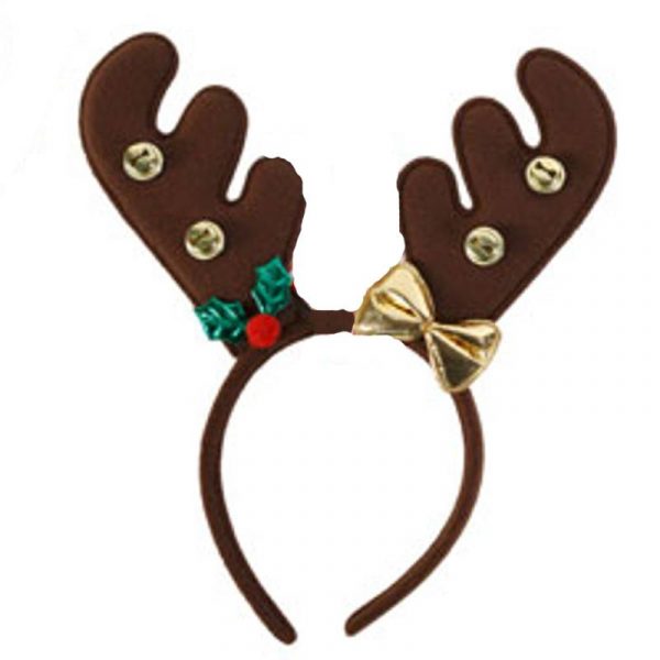 fabric reindeer antlers with bells and bow
