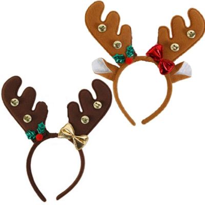 fabric reindeer antlers with bells and bow