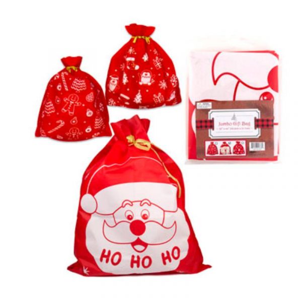 35" x 44" fabric jumbo christmas gift bag with tags