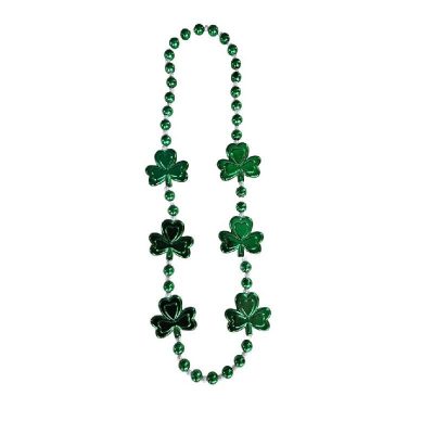 round bead necklace with shamrock medallions