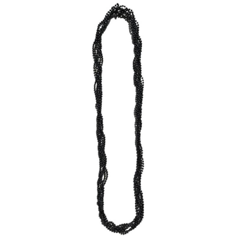 Black 4mm twisted laced bead necklace