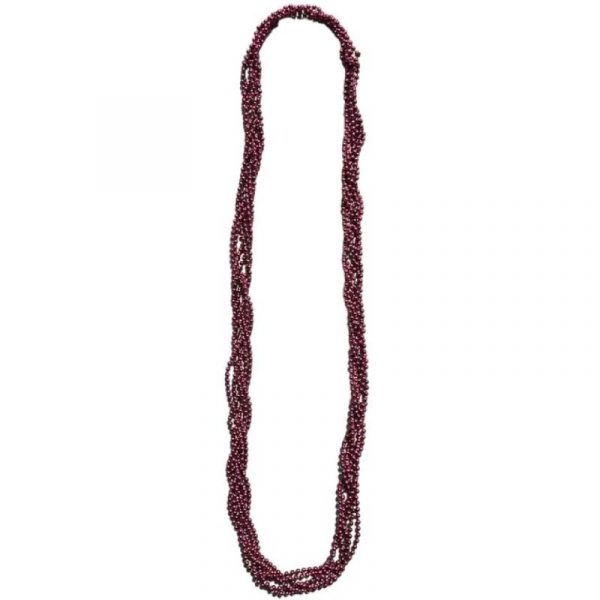 burgundy 4mm twisted laced bead necklace