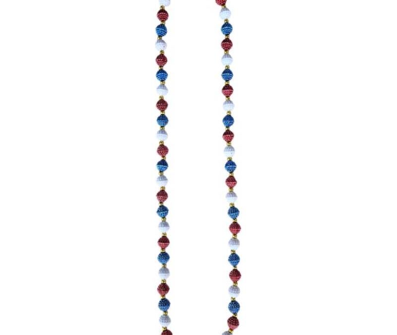 15mm Round Berry Bead Necklace Red White Blue