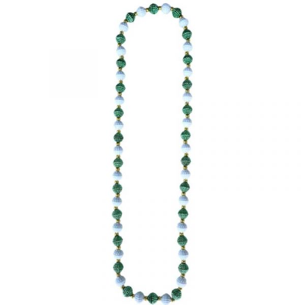 15mm round berry bead necklace green and white