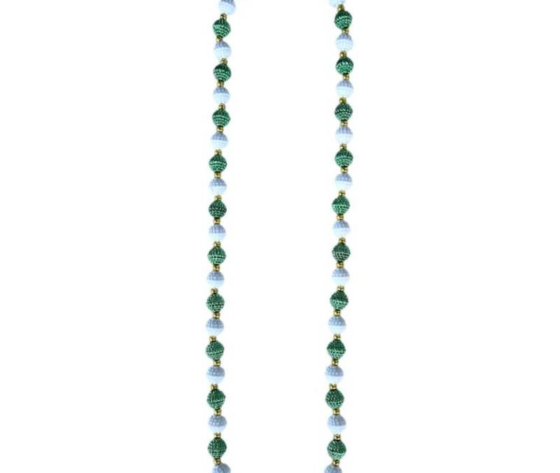 15mm Round Berry Bead Necklace Green White