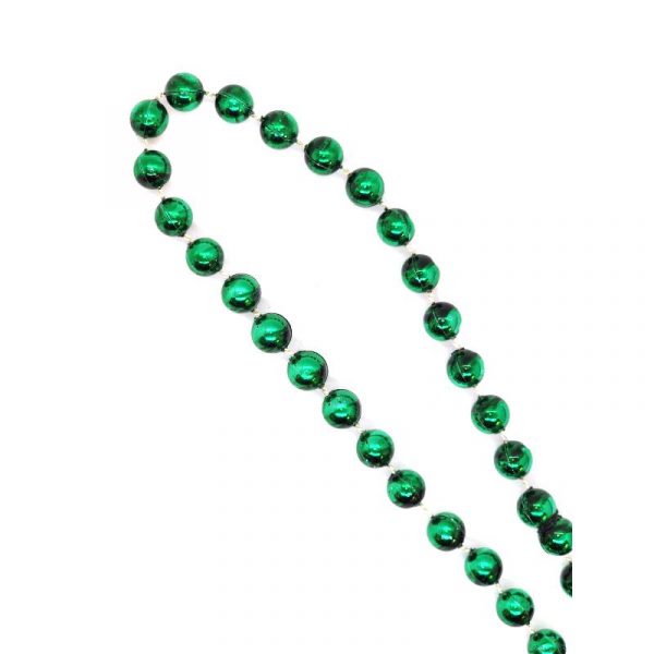 green round metallic bead necklace w 3 dead rubber chickens