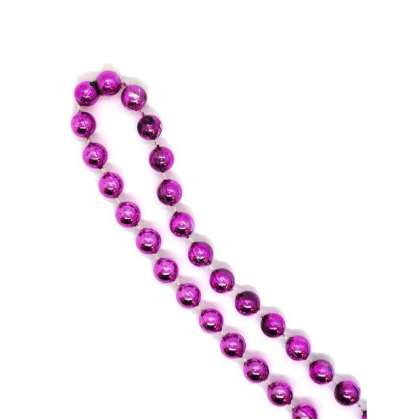 hot pink round metallic bead necklace w 3 dead rubber chickens