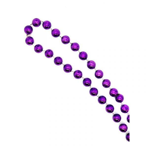 purple round metallic bead necklace w 3 dead rubber chickens