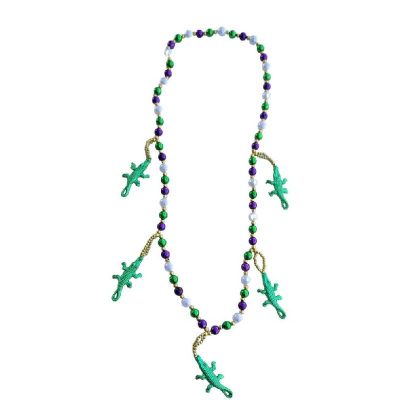 Mixed Round Strung Bead Necklace w Gators