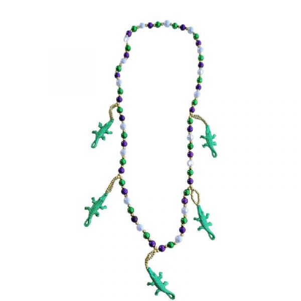 Mixed Round Strung Bead Necklace w Gators