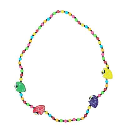 strung mixed round bead necklace w parrot heads