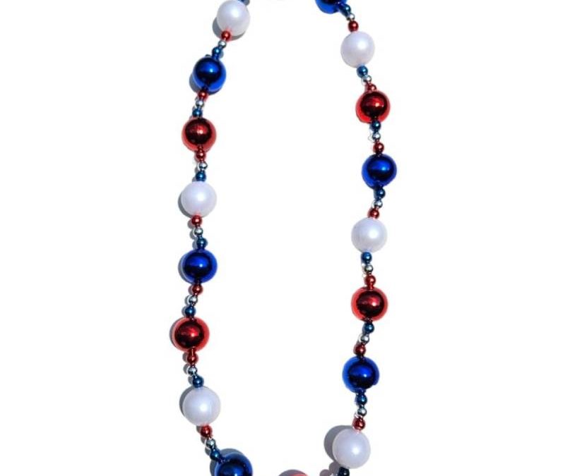 Mixed Round Ball Bead Necklace Red White Blue