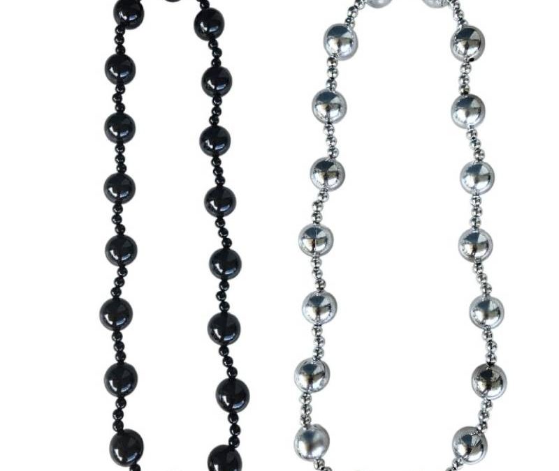 Mixed Round Ball Bead Necklace Black or Silver