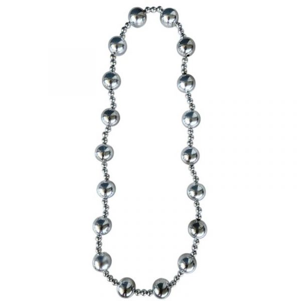 silver mixed round ball bead necklace