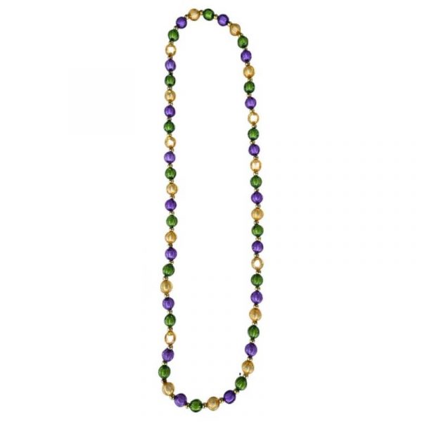 14mm round strung prism purple green and gold bead necklace