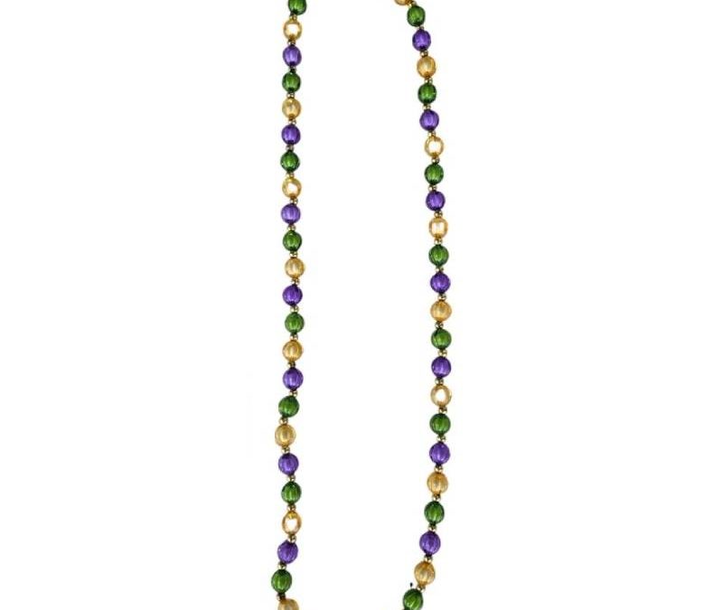 14mm Round Strung Prism Bead Necklace Purple Green Gold