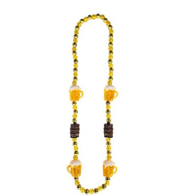 round bead necklace w beer mugs and beer kegs