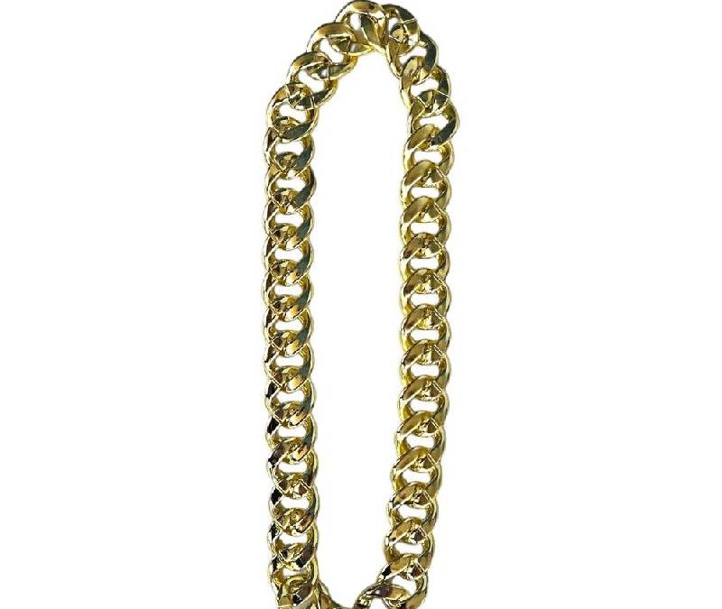 Gold Metallic Plastic Twisted Chain Necklace