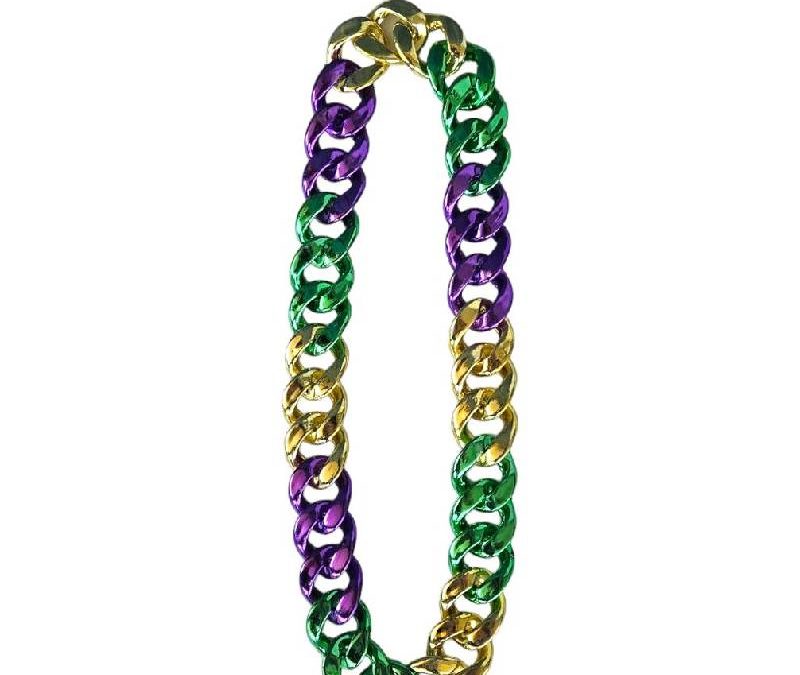 Metallic Plastic Twisted Chain Necklace Purple Green Gold