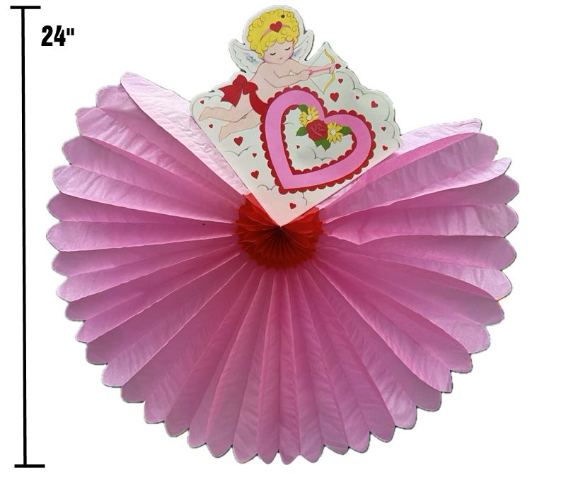 Vintage 1984 Tissue Fan w Cupid