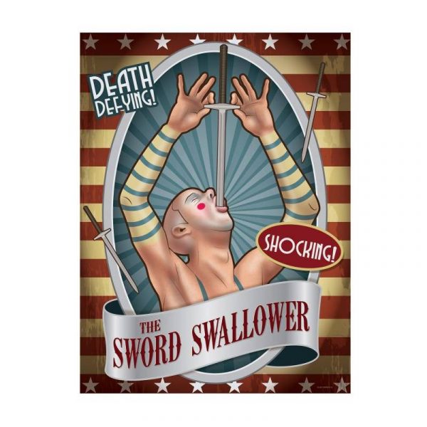 vintage circus poster cutouts- sword swallower