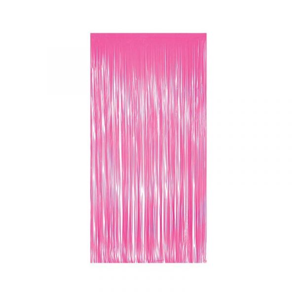 neon pink 1-ply plastic fringe curtain