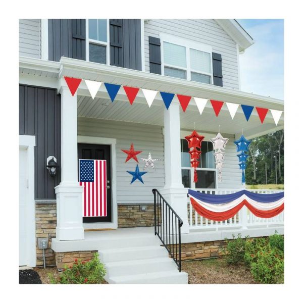 red/white/blue star balloons with tassels