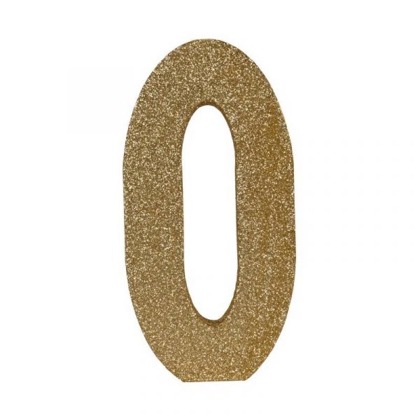3D gold glittered numeral centerpiece- 0