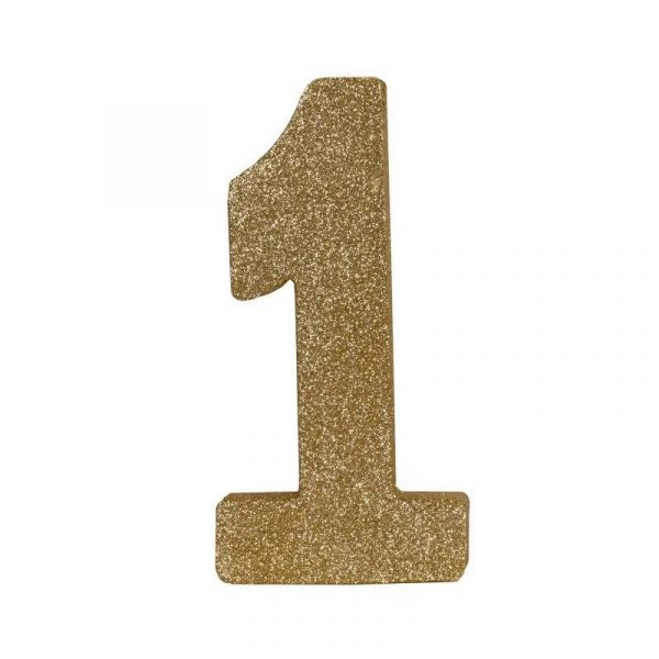 3D gold glittered numeral centerpiece- 1