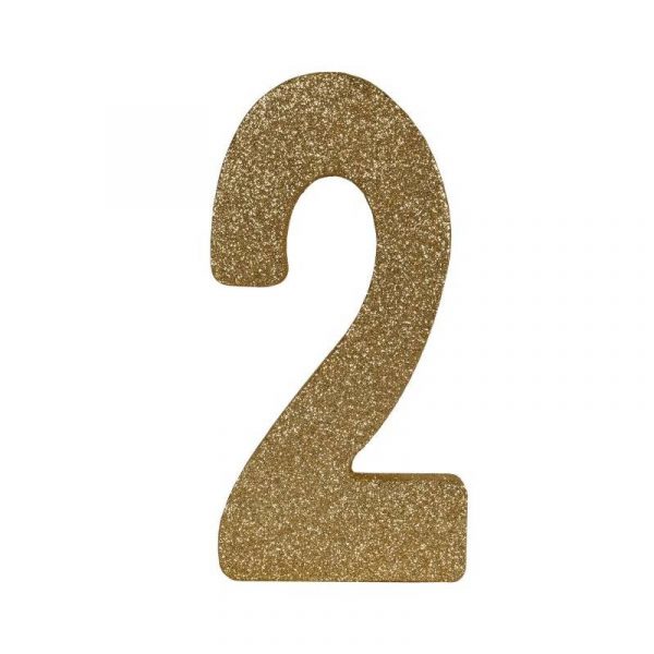 3D gold glittered numeral centerpiece- 2