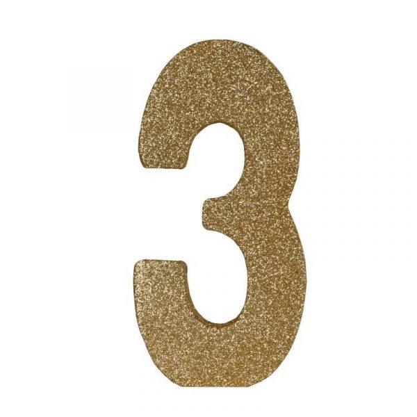 3D gold glittered numeral centerpiece- 3