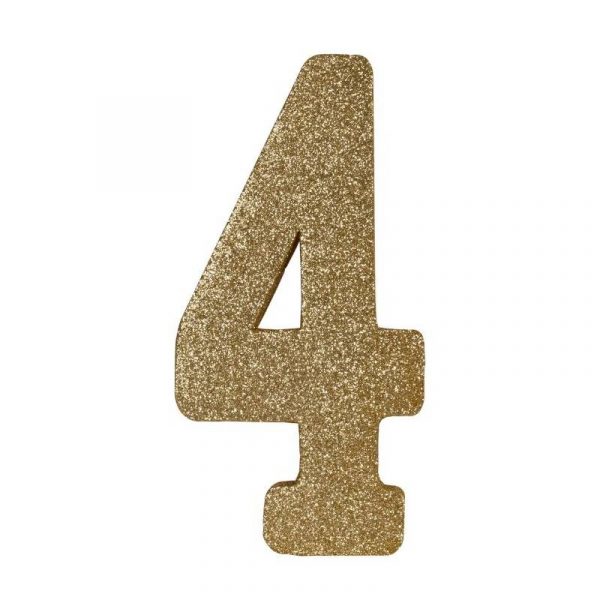 3D gold glittered numeral centerpiece- 4