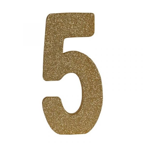 3D gold glittered numeral centerpiece- 5