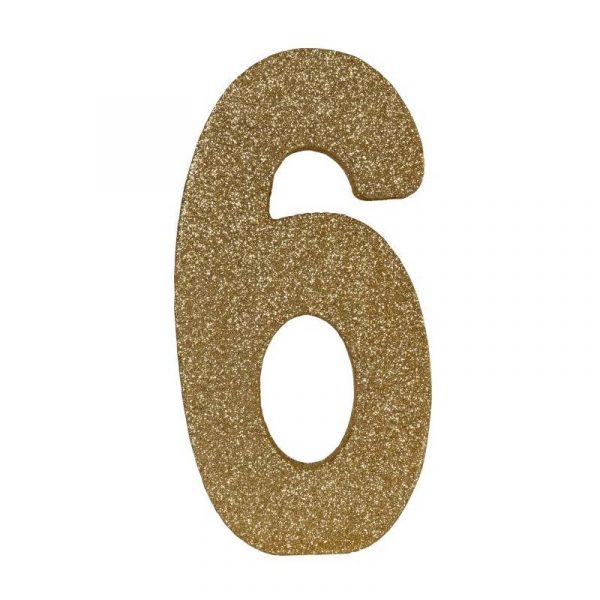 3D gold glittered numeral centerpiece- 6
