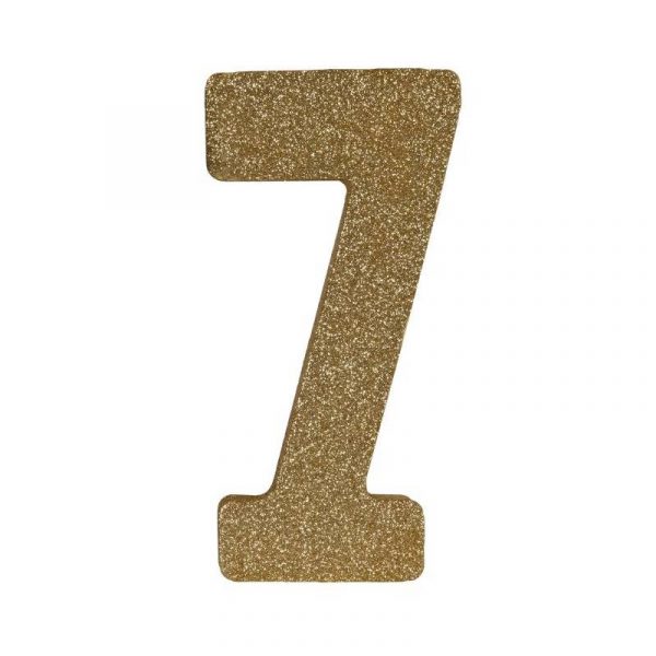 3D gold glittered numeral centerpiece- 7