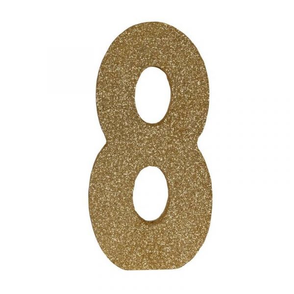 3D gold glittered numeral centerpiece- 8