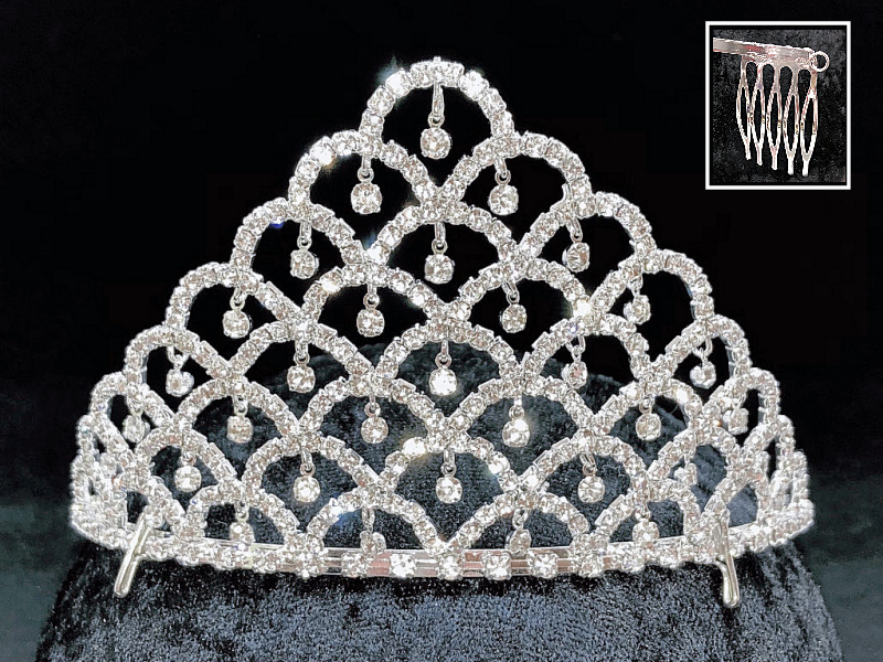 Silver Rhinestone Tiara - adult size. Pyramid Design