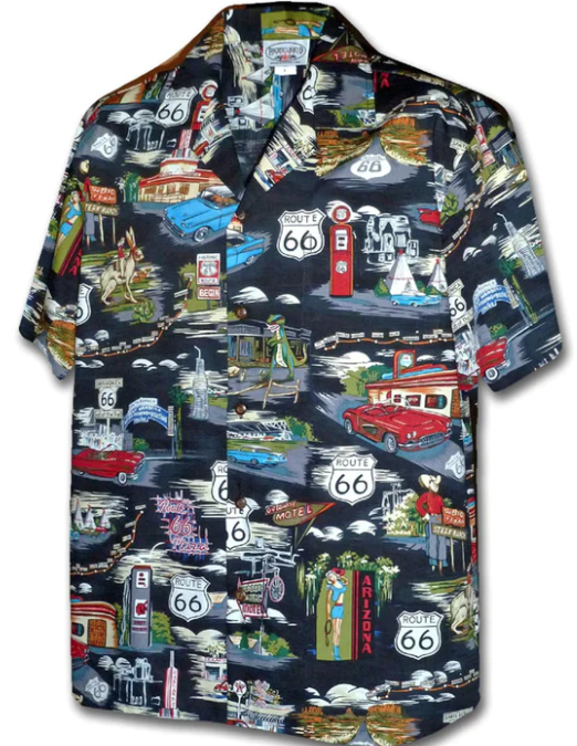 Route 66 Printed Fabric Button-down Shirt