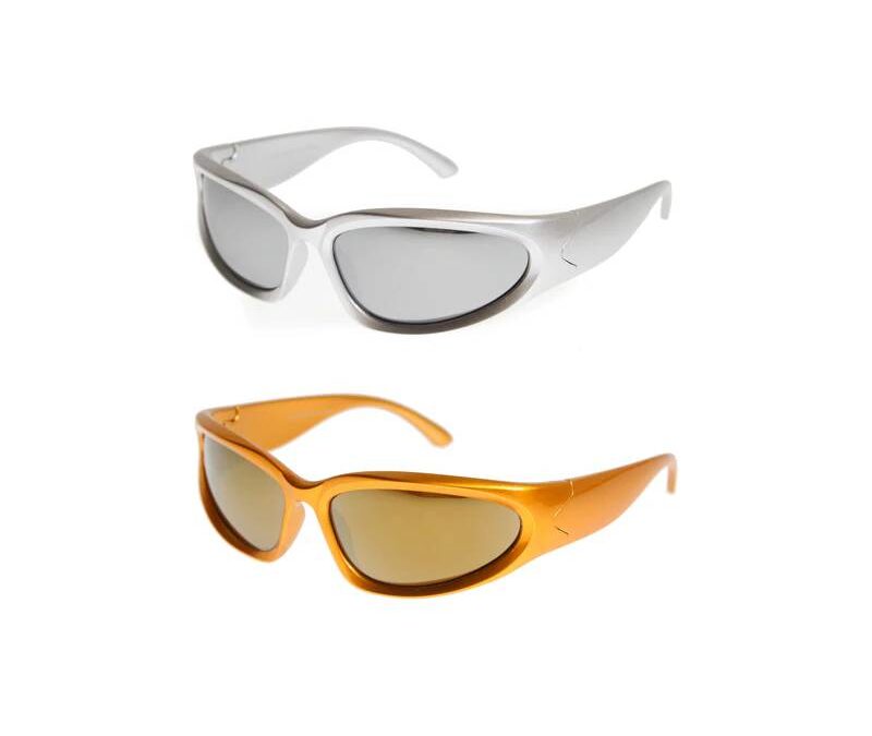 Mirror Lens Metallic Frame Sunglasses